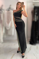 Jessica Bara Sansel One Shoulder Slit Maxi Dress