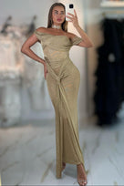 Jessica Bara Seval Choker Off The Shoulder Maxi Dress