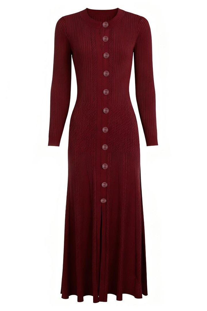 Jessica Bara Sevara Gold Button Long Sleeve Maxi Dress