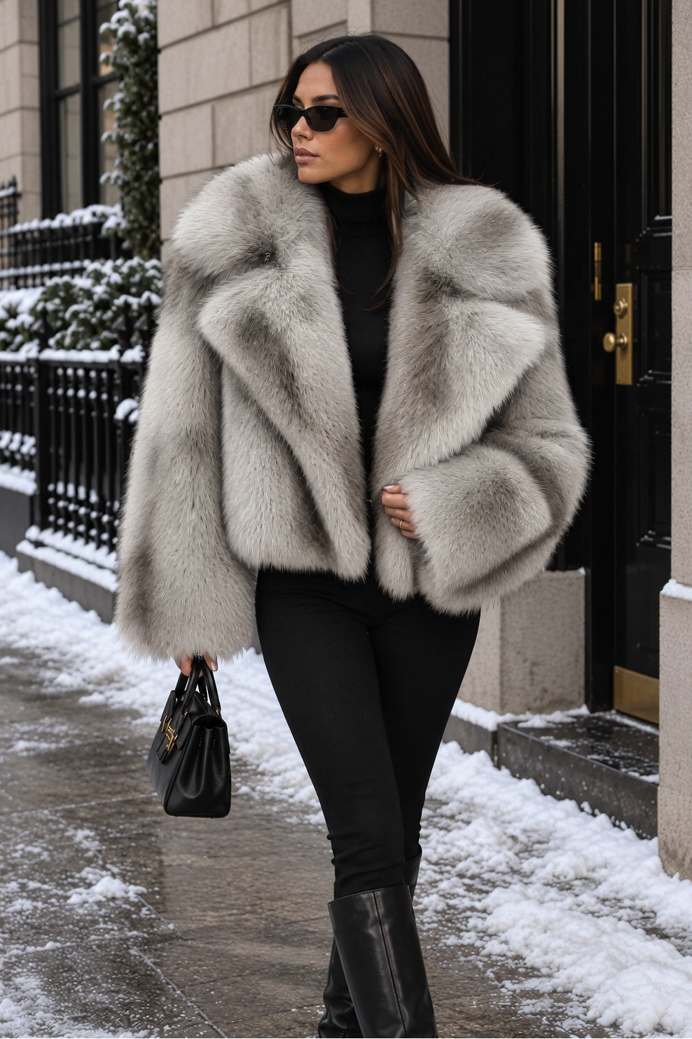 Jessica Bara Shahel Fur Coat