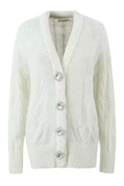 Jessica Bara Sharalo Knitted Crystal Button Cardigan