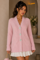 Jessica Bara Sharalo Knitted Crystal Button Cardigan