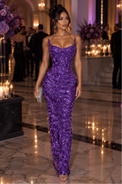 Jessica Bara Shivara Strapless Metallic Maxi Dress