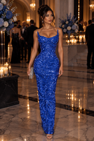 Jessica Bara Shivara Strapless Metallic Maxi Dress