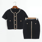 Jessica Bara Shuvee Crystal Knit Top and Midi Skirt Two Piece Set