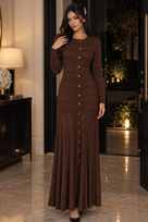 Jessica Bara Sica 2 Knit Button Long Sleeve Maxi Dress