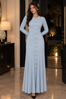 Jessica Bara Sica 2 Knit Button Long Sleeve Maxi Dress
