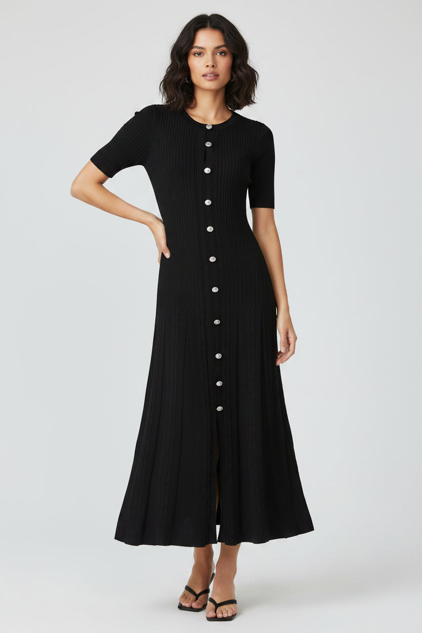 Jessica Bara Sica Knit Short Sleeve Maxi Dress