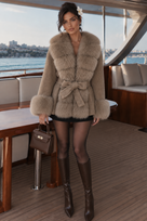 Jessica Bara Sileyan Fur Belted Coat