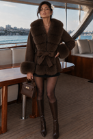 Jessica Bara Sileyan Fur Belted Coat