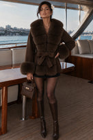 SALE Jessica Bara Sileyan Fur Belted Coat