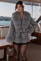 Jessica Bara Sileyan Fur Belted Coat
