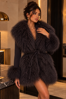 Jessica Bara Sylia Fur Knit Puffer Coat