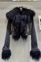 Jessica Bara Tasharina Fur Gold Button Jacket