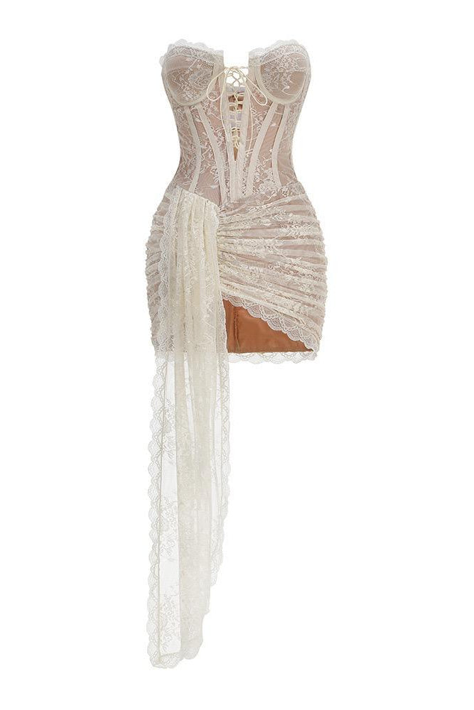 Jessica Bara Tatiana Lace Corset Strapless Tube Mini Dress