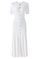 Jessica Bara Teva Gold Button Short Sleeve Maxi Dress