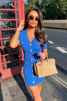 Jessica Bara Tinara Gold Button Mini Dress