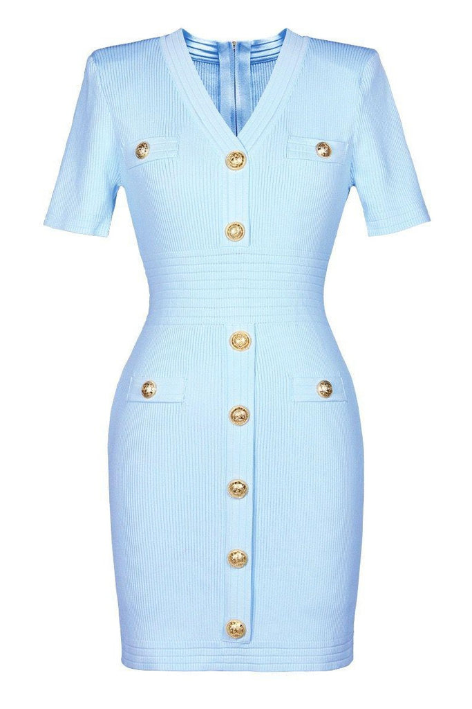 Jessica Bara Tinara Gold Button Mini Dress JESSICA BARA Jessica Bara Tinara Gold Button Mini Dress JESSICA BARA