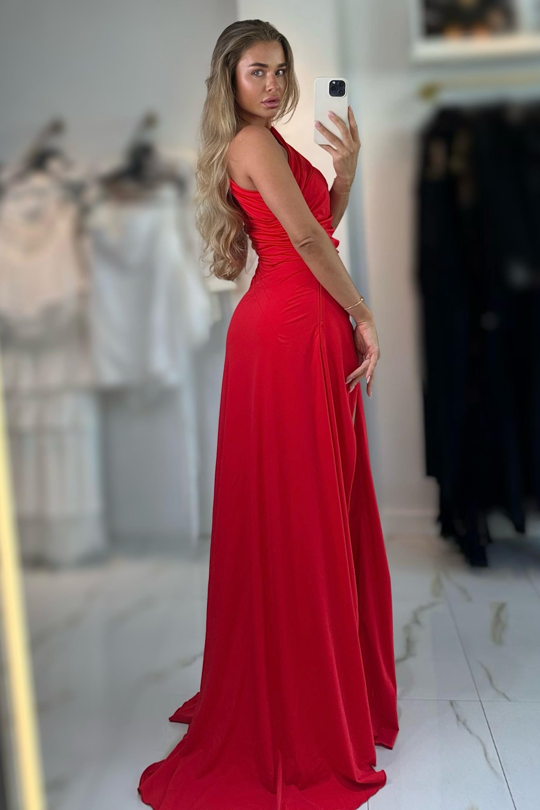 ball gown wedding dresses with long sleeves Long sleeve satin ball gown wedding dress 8 US / Off White