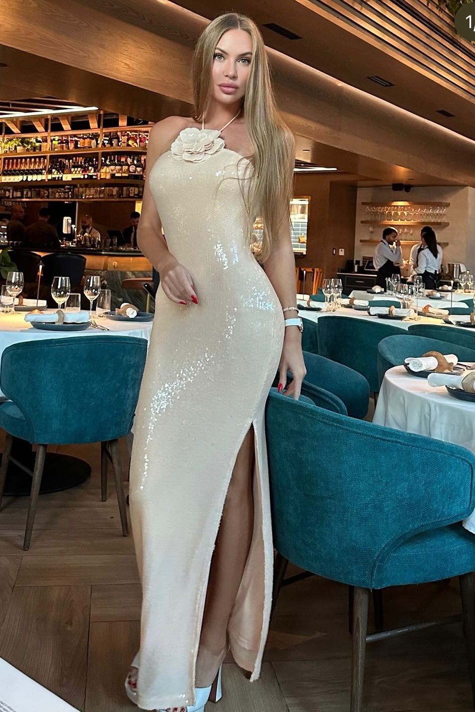 Jessica Bara Valine Flower Halter Sequin Maxi Dress JESSICA BARA Jessica Bara Valine Flower Halter Sequin Maxi Dress JESSICA BARA