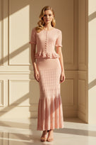 Jessica Bara Vara Knit Short Sleeve Top and Maxi Skirt Set