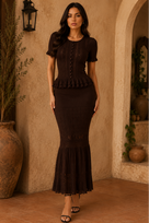 Jessica Bara Vara Knit Short Sleeve Top and Maxi Skirt Set