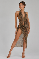 Jessica Bara Vaselia Halter Neck Backless Slit Maxi Dress