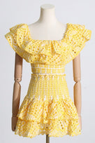 Jessica Bara Veka Off The Shoulder Ruffle Top and Mini Skirt Two Piece Set
