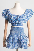 Jessica Bara Veka Off The Shoulder Ruffle Top and Mini Skirt Two Piece Set