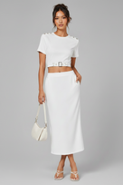 Jessica Bara Velinda Belted Cropped Top and Midi Skirt Set