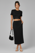 Jessica Bara Velinda Belted Cropped Top and Midi Skirt Set