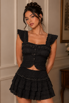 Jessica Bara Venice Rhinestone Top and Ruffle Mini Skirt Two Piece Set