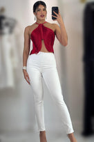 Jessica Bara Verali Fringe Halter Neck Top