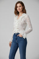 Jessica Bara Veraya Ruffle Lace See Through Long Sleeve Top