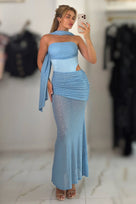 Jessica Bara Vesda Choker Crystal Cut Out Gown