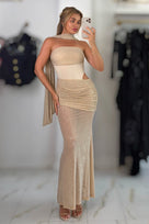 Jessica Bara Vesda Choker Crystal Cut Out Gown