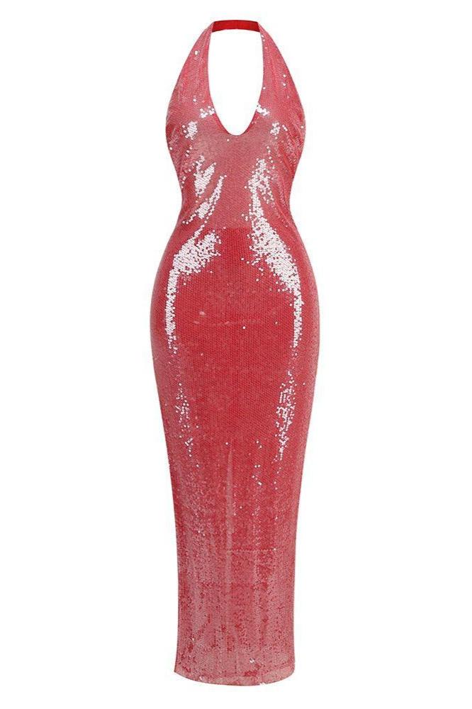 Jessica Bara Vonni Sequin Halter Neck Backless Maxi Dress – JESSICA BARA