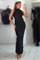 Jessica Bara Vrada Flower High Neck Maxi Dress
