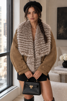 Jessica Bara Williz Fur Collared Jacket