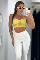 Jessica Bara Wora Crystal Beaded Corset Top