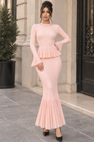 Jessica Bara Wynsie 3 Knit Peplum Top and Maxi Skirt Two Piece Set