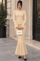 Jessica Bara Wynsie 3 Knit Peplum Top and Maxi Skirt Two Piece Set