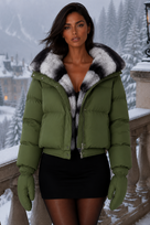 Jessica Bara Zandela Fur Puffer Coat with Gloves