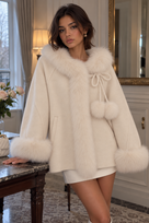 Jessica Bara Zarelle 3 Fur Ribbon Long Sleeve Coat