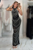 Jessica Bara Zasel Fringe Halter Gown