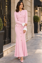 Jessica Bara Zenice Knit Belted Long Sleeve Maxi Dress