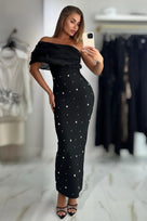 Jessica Bara Zenya One Shoulder Crystal Maxi Dress