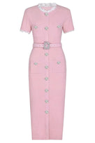 Jessica Bara Zhera Short Sleeve Ruffle Belted Maxi Dress