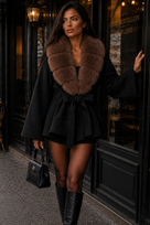 Jessica Bara Zoya Fur Belted Coat