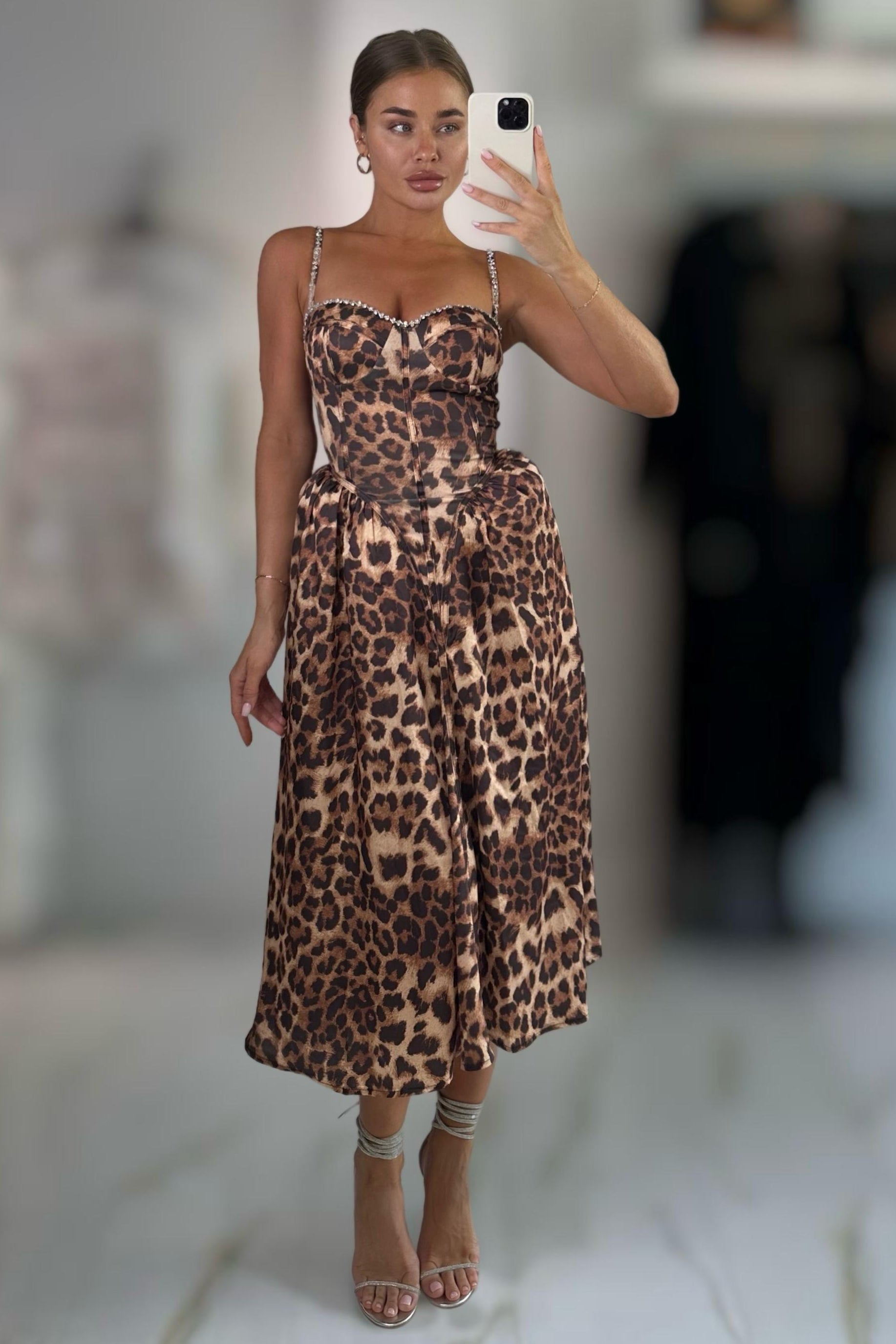 Jessica Bara Zuki Crystal Beaded Leopard Print Maxi Dress Jessica Bara Zuki Crystal Beaded Leopard Print Maxi Dress